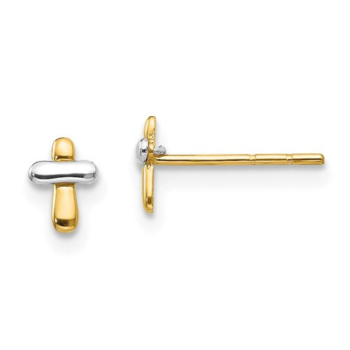 14k-two-tone-madi-k-polished-cross-post-earrings-SolomonJeweler-Wichita-KS-CustomJewelry
