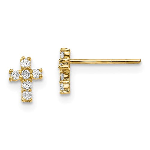 14k-madi-k-polished-cz-cross-post-earrings-SolomonJeweler-Wichita-KS-CustomJewelry