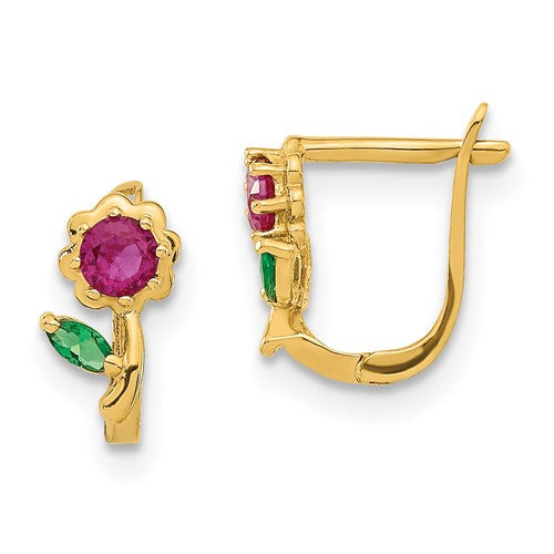 14k-madi-k-polished-red-green-cz-flower-hoops-SolomonJeweler-Wichita-KS-CustomJewelry