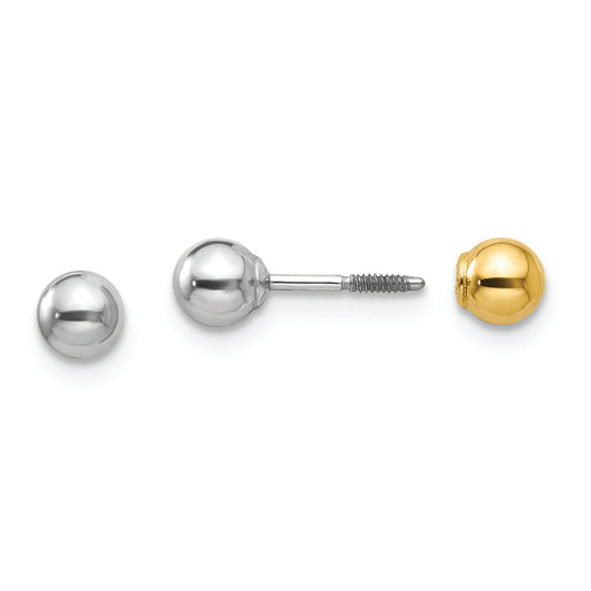 14k Two-tone Madi K Reversible 4mm Ball Earrings - Solomon Jewelers