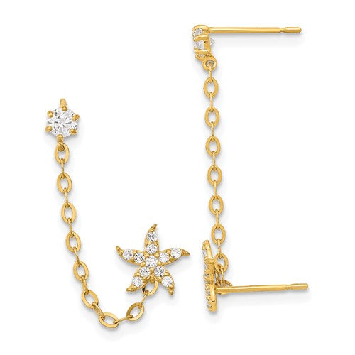 14k-madi-k-cz-double-post-w-chain-starfish-earring-SolomonJeweler-Wichita-KS-CustomJewelry