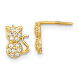 14k-madi-k-polished-cz-sitting-cat-screwback-post-earrings-SolomonJeweler-Wichita-KS-CustomJewelry