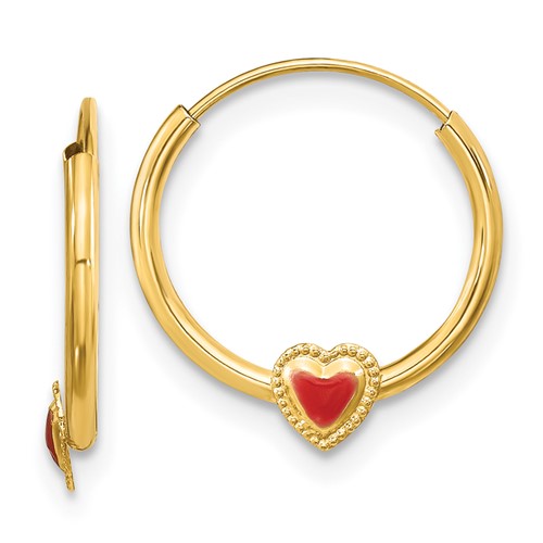 14k-madi-k-polished-red-enameled-heart-hoops-SolomonJeweler-Wichita-KS-CustomJewelry