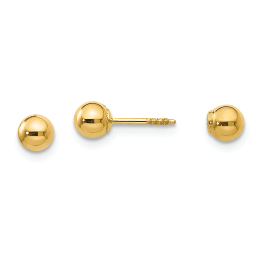 14k Madi K Polished Reversible 4mm Ball Earrings - Solomon Jewelers