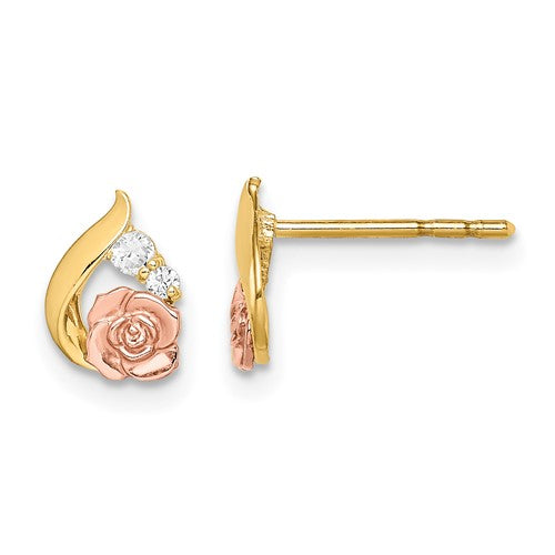 14k-madi-k-two-tone-cz-flower-post-earrings-SolomonJeweler-Wichita-KS-CustomJewelry