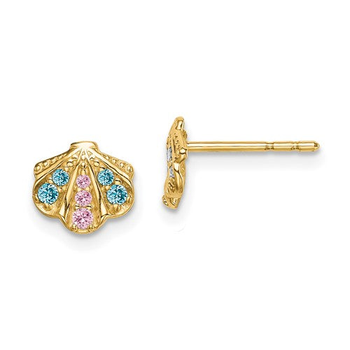 14k-madi-k-blue-pink-cz-seashell-post-earrings-SolomonJeweler-Wichita-KS-CustomJewelry