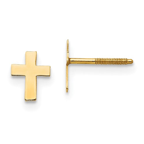 14k-madi-k-polished-tiny-cross-silicone-back-earrings-SolomonJeweler-Wichita-KS-CustomJewelry