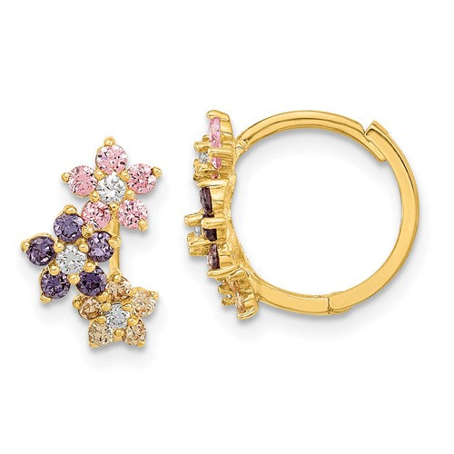 14k-madi-k-hinged-flower-multicolor-cz-hoop-earrings-SolomonJeweler-Wichita-KS-CustomJewelry