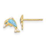 14k-madi-k-polished-enameled-dolphin-post-earrings-SolomonJeweler-Wichita-KS-CustomJewelry
