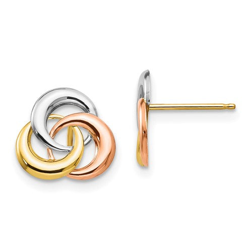 14k-tri-color-madi-k-3-circle-post-earrings-SolomonJeweler-Wichita-KS-CustomJewelry
