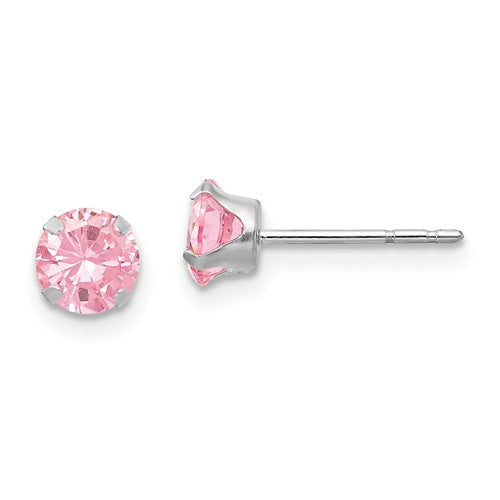14k-white-gold-madi-k-5mm-pink-cz-post-earrings-SolomonJeweler-Wichita-KS-CustomJewelry
