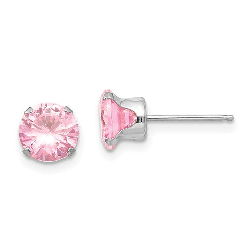 14k-white-gold-madi-k-6-5mm-pink-cz-post-earrings-SolomonJeweler-Wichita-KS-CustomJewelry