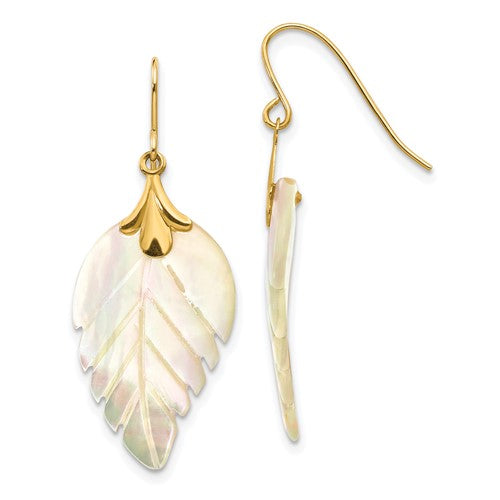 14k-madi-k-mother-of-pearl-leaf-dangle-earrings-SolomonJeweler-Wichita-KS-CustomJewelry