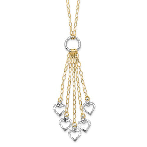 14k-two-tone-adjustable-heart-drop-necklace-SolomonJeweler-Wichita-KS-CustomJewelry