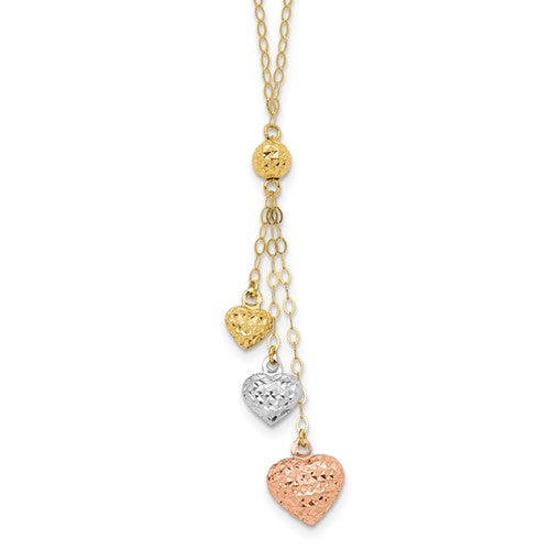 14k-tri-color-puff-heart-lariat-with-2in-ext-necklace-SolomonJeweler-Wichita-KS-CustomJewelry