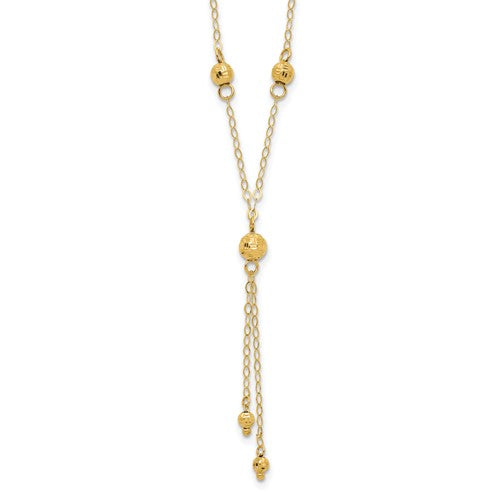 14k-yellow-gold-bead-lariat-with-2in-ext-necklace-SolomonJeweler-Wichita-KS-CustomJewelry