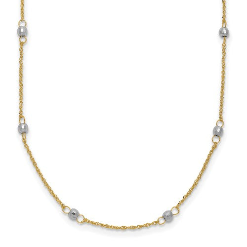14k-two-tone-ropa-mirror-bead-w-2in-ext-necklace-SolomonJeweler-Wichita-KS-CustomJewelry