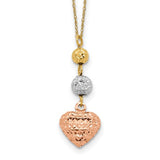 14k-tri-color-ropa-diamond-cut-beads-heart-w-2in-ext-necklace-SolomonJeweler-Wichita-KS-CustomJewelry