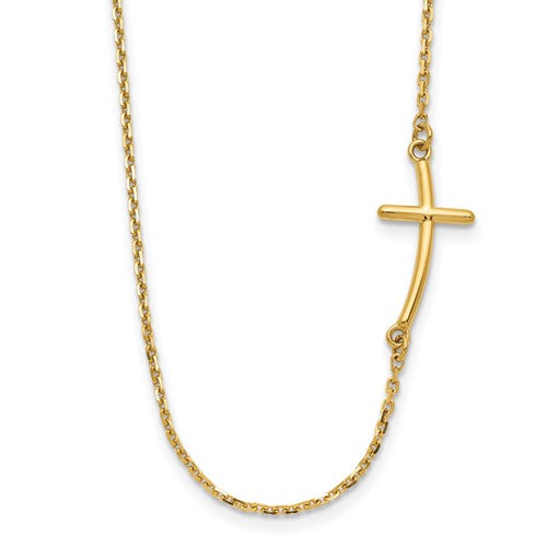 14k-small-sideways-curved-cross-necklace-SolomonJeweler-Wichita-KS-CustomJewelry
