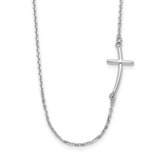14k-white-gold-small-sideways-curved-cross-necklace-SolomonJeweler-Wichita-KS-CustomJewelry