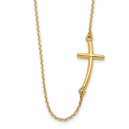 14k-large-sideways-curved-cross-necklace-SolomonJeweler-Wichita-KS-CustomJewelry