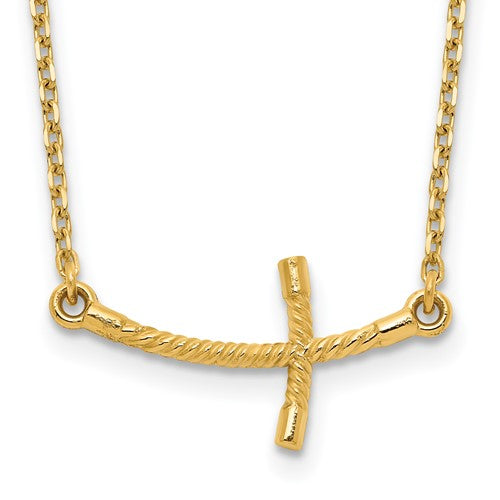 14k-small-sideways-curved-twist-cross-necklace-SolomonJeweler-Wichita-KS-CustomJewelry