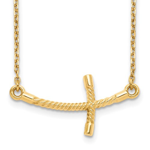 14k-large-sideways-curved-twist-cross-necklace-SolomonJeweler-Wichita-KS-CustomJewelry