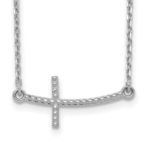14k-white-gold-sideways-curved-textured-cross-necklace-SolomonJeweler-Wichita-KS-CustomJewelry