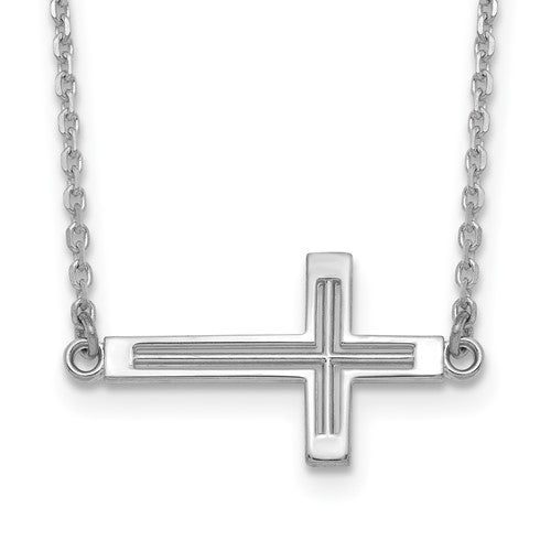 14k-white-gold-sideways-cut-out-cross-necklace-SolomonJeweler-Wichita-KS-CustomJewelry