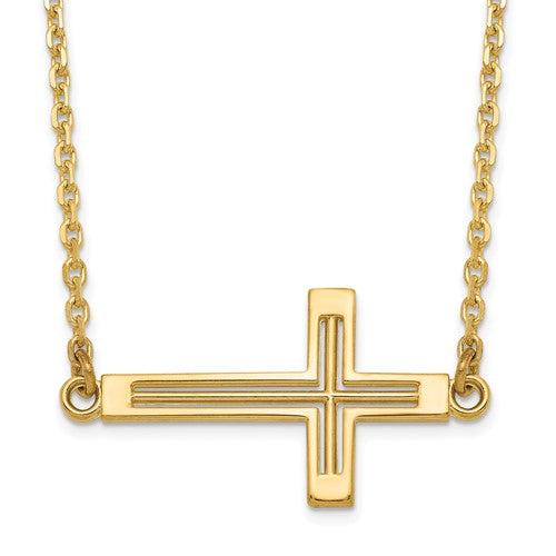 14k-sideways-cut-out-cross-necklace-SolomonJeweler-Wichita-KS-CustomJewelry