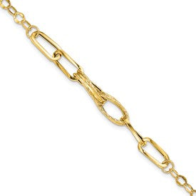 14k-gold-polished-textured-fancy-link-bracelet-SolomonJeweler-Wichita-KS-CustomJewelry