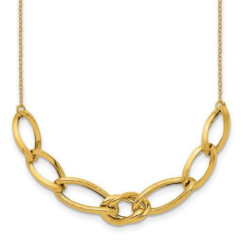 14k-polished-and-textured-fancy-link-necklace-SolomonJeweler-Wichita-KS-CustomJewelry