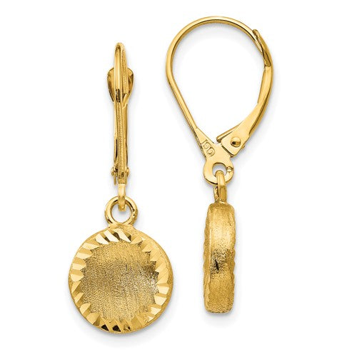 14k-brushed-and-polished-diamond-cut-circle-leverback-earrings-SolomonJeweler-Wichita-KS-CustomJewelry