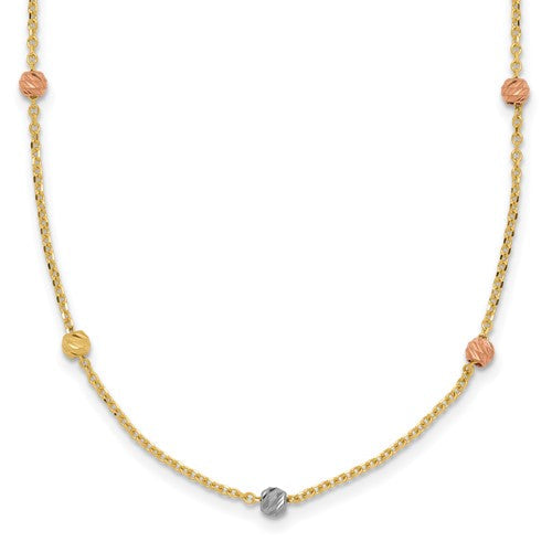 14k-tri-color-polished-d-c-beaded-necklace-SolomonJeweler-Wichita-KS-CustomJewelry