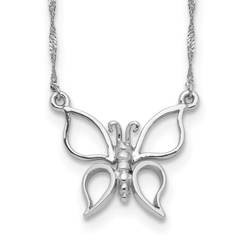 14k-white-gold-polished-butterfly-necklace-SolomonJeweler-Wichita-KS-CustomJewelry