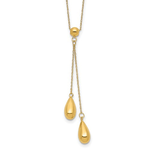 14k-polished-dangle-bead-necklace-SolomonJeweler-Wichita-KS-CustomJewelry
