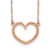 14k-rose-gold-polished-and-textured-heart-17-inch-necklace-SolomonJeweler-Wichita-KS-CustomJewelry