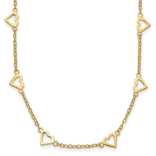 14k-polished-open-hearts-on-heart-link-24in-necklace-SolomonJeweler-Wichita-KS-CustomJewelry