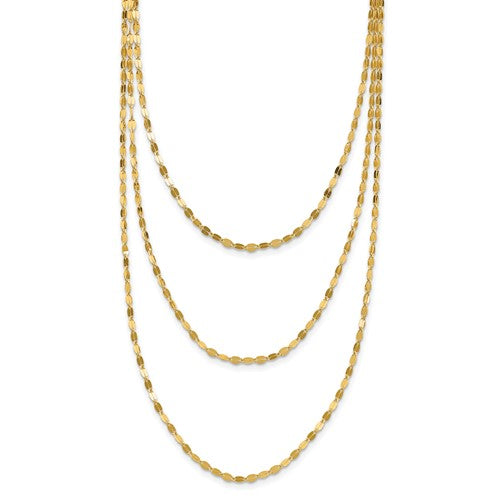 14k-polished-triple-strand-necklace-SolomonJeweler-Wichita-KS-CustomJewelry
