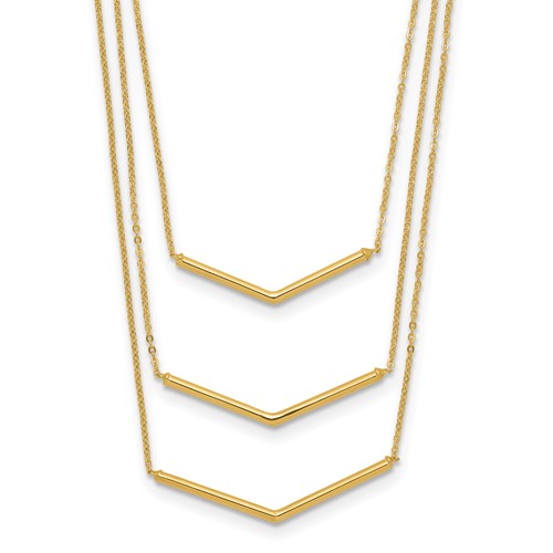 14k-polished-3-strand-w-2in-extension-drop-bar-necklace-SolomonJeweler-Wichita-KS-CustomJewelry