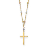 14k-tri-color-diamond-cut-beaded-polished-cross-necklace-SolomonJeweler-Wichita-KS-CustomJewelry