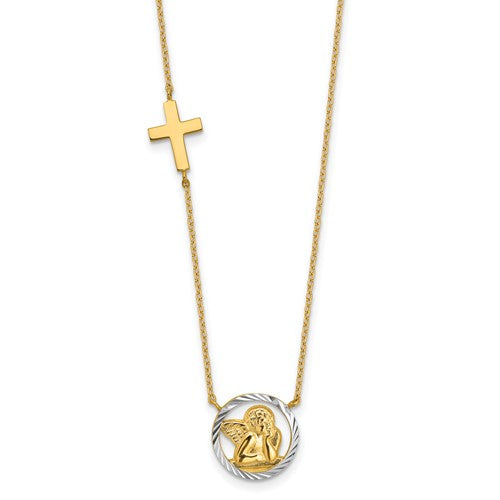 14k-rhodium-plated-d-c-angel-cross-necklace-SolomonJeweler-Wichita-KS-CustomJewelry