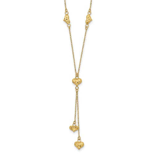 14k-polished-diamond-cut-puffed-hearts-w-2in-ext-y-necklace-SolomonJeweler-Wichita-KS-CustomJewelry