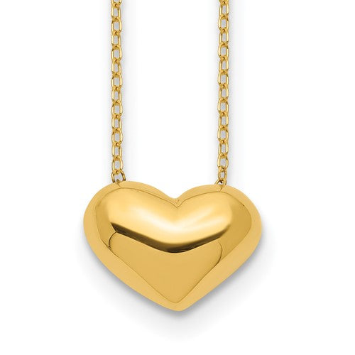 14k-polished-puffed-heart-18-inch-necklace-SolomonJeweler-Wichita-KS-CustomJewelry