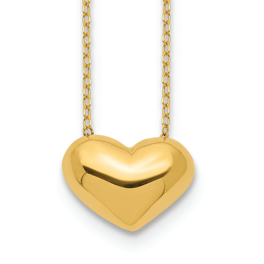 14k Polished Puffed Heart 18 inch Necklace - Solomon Jewelers