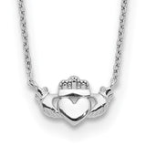 14k-white-gold-polished-claddagh-necklace-SolomonJeweler-Wichita-KS-CustomJewelry