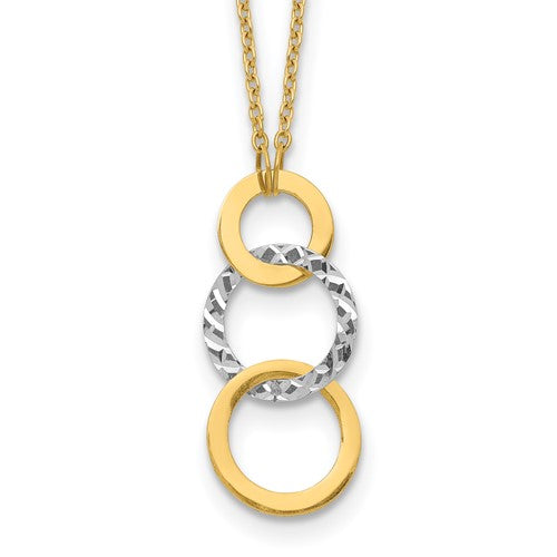 14k-two-tone-polished-textured-3-circle-necklace-SolomonJeweler-Wichita-KS-CustomJewelry