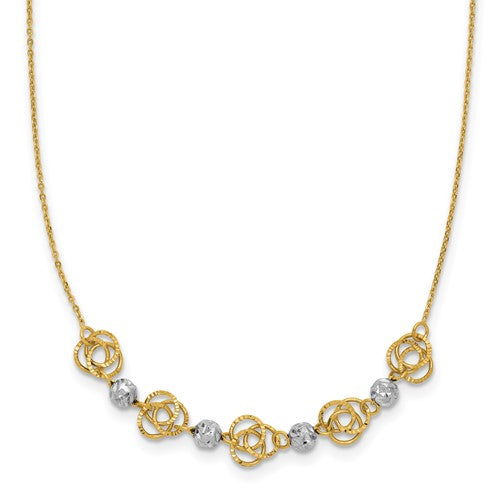 14k-two-tone-diamond-cut-beads-knots-necklace-SolomonJeweler-Wichita-KS-CustomJewelry