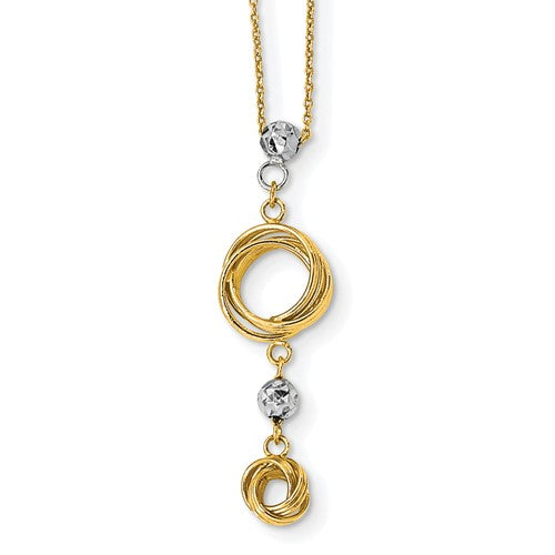 14k-two-tone-diamond-cut-beads-love-knots-necklace-SolomonJeweler-Wichita-KS-CustomJewelry