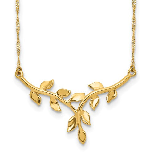 14k-polished-leaf-necklace-SolomonJeweler-Wichita-KS-CustomJewelry